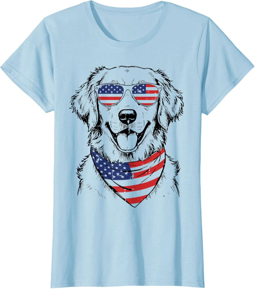 4th of July Dog Golden Retriever Cute Patriot Men Women Kids T-Shirt | Amazon (US)