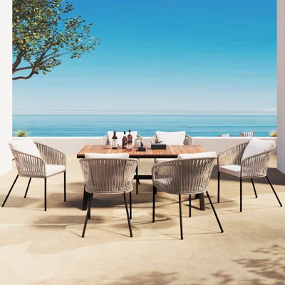 7 Pieces Patio Dining Set, All-Weather Outdoor Furniture Set With Dining Table And Chairs | Wayfair North America