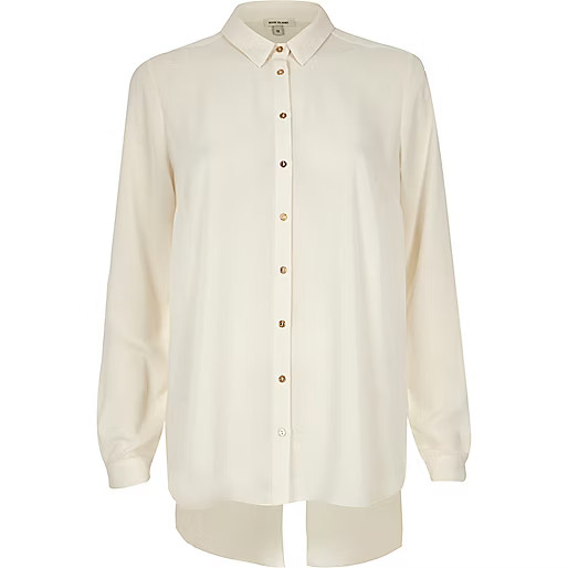Cream open back button-up shirt | River Island (UK & IE)
