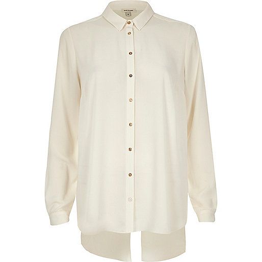 Cream open back button-up shirt | River Island (UK & IE)
