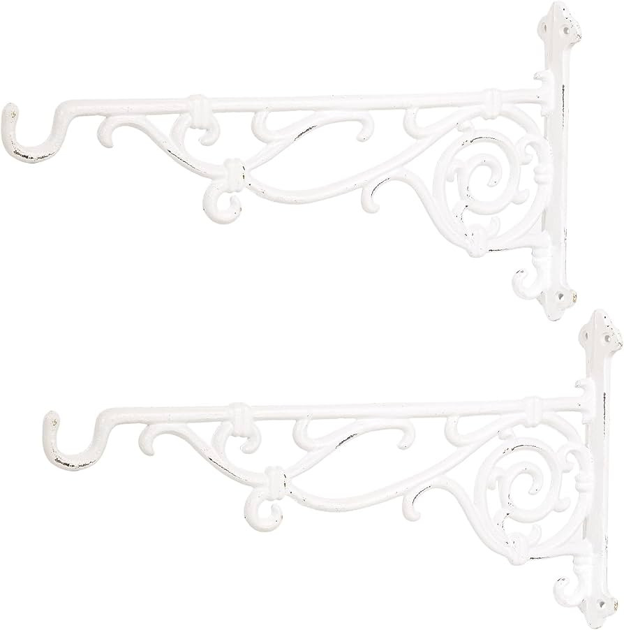 Sungmor Cast Iron Hanging Plant Brackets, 16.5 Inches 2pcs White | Amazon (US)