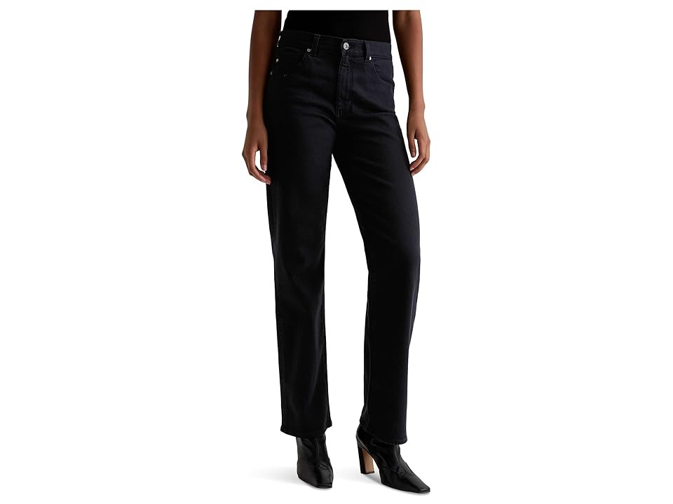 AG Jeans Brinley Mid Rise Straight Women's Jeans Super Black : 30, Cotton/Denim/Elastane | Zappos