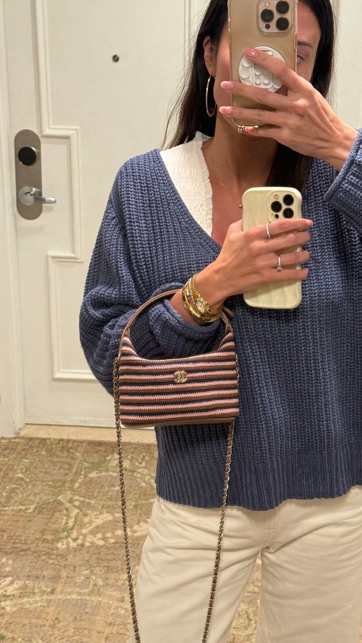 Blue knit v neck sweater 

#LTKootd #LTKSaleAlert #LTKOver40