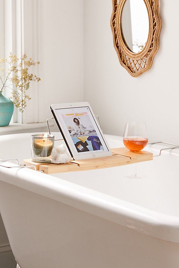 Me Time Bamboo Bath Tray Caddy | Urban Outfitters (US and RoW)