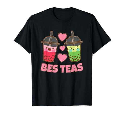 BES Teas Besties Cute Kawaii Bubble Tea Boba Best Friend T-Shirt Small | Amazon (US)
