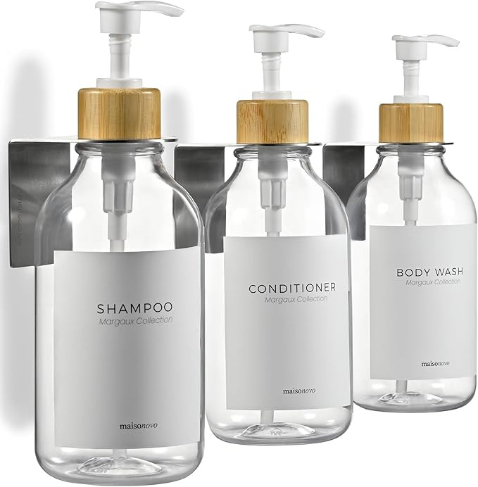 MaisoNovo Shampoo and Conditioner Dispenser - Shower Soap Dispenser Wall Mounted - 16.9 fl oz Set... | Amazon (US)