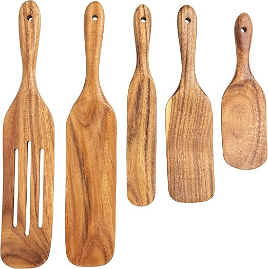 DAN and CHER's Wooden Spurtles - set of 5 pcs quality handmade wood utensils set for cooking ligh... | Amazon (US)