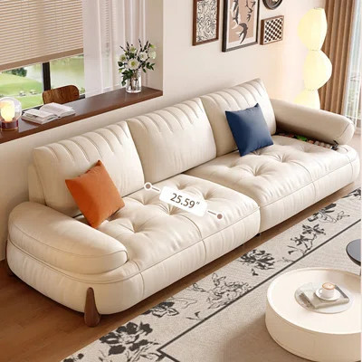 Creamy white Genuine Leather Modular Sofa | Wayfair North America