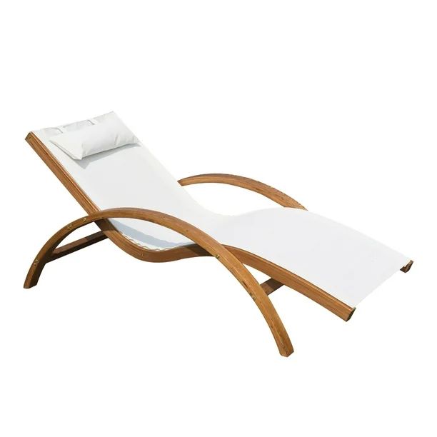 Outsunny Wooden Outdoor Lounge Chair, Patio Chaise Lounge Chair with Headrest, Garden Sun Lounger... | Walmart (CA)