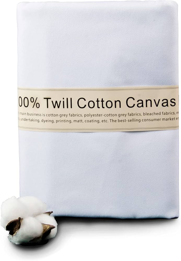 2 Yard White Twill Cotton Canvas Fabric,Natural Thick Cotton Poplin Fabric by The Yard,59 Inches ... | Amazon (US)