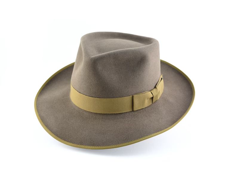 Fedora | The BOXER | Khaki Beaver Felt Fedora Hat For Men | Mens Fedora Hats | Mens Fur Felt Hat | Etsy (UK)