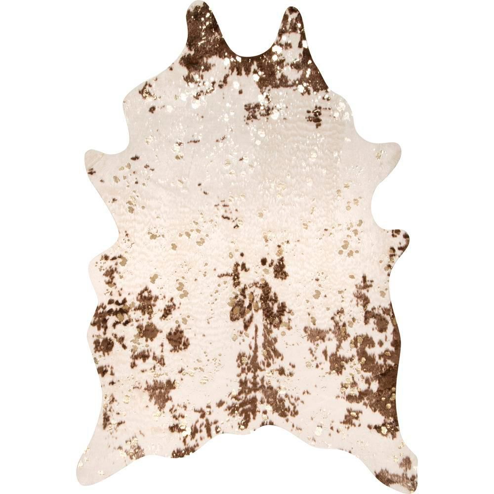 StyleWell Iraida Faux Cowhide Off-White/Brown 5 ft.  x7 ft. Shaped Accent Rug-BIBR01C-5067 - The ... | The Home Depot