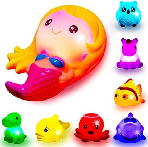 Amazon.com: Bath Toys for Toddlers Baby 8 Pack Light Up Toys - Bathtub Toy Flashing Colourful LED... | Amazon (US)