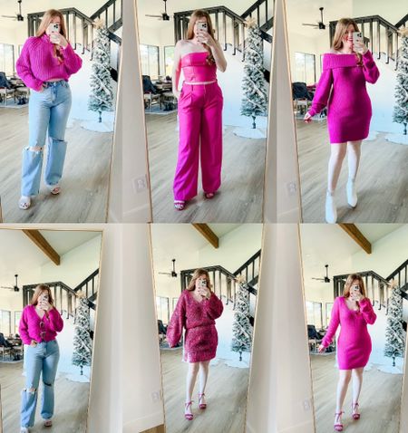 Loving all these pink outfits from h&m! Sweater dress. Cardigan. Pink pants. Pink dress, Valentine’s Day outfit. 

#LTKunder50 #LTKSeasonal #LTKstyletip