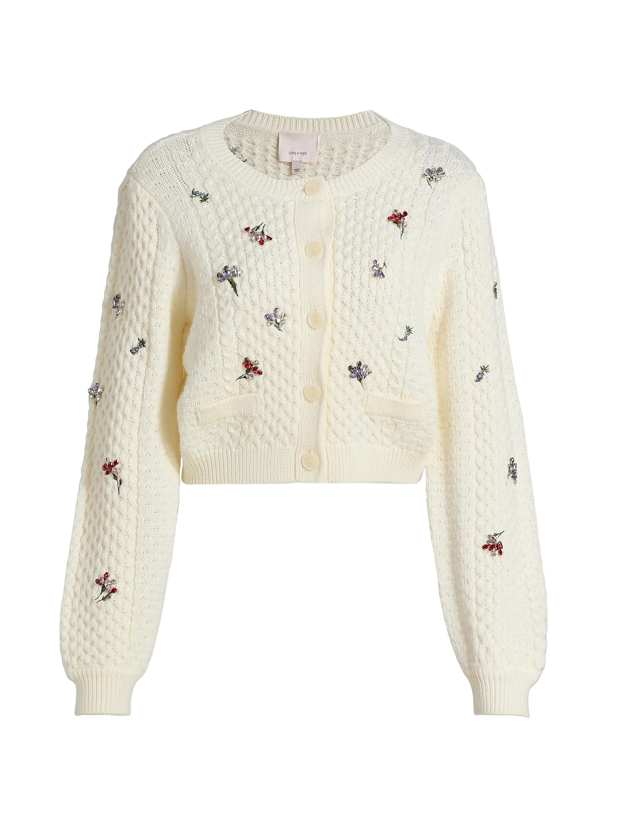 Rasa Embellished Cable-Knit Cardigan | Saks Fifth Avenue
