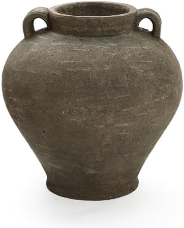 LuxenHome Rustic Large Flower Vase,14'' Tall Brown Terracotta Cauldron Vase,Farmhouse Decorative ... | Amazon (US)