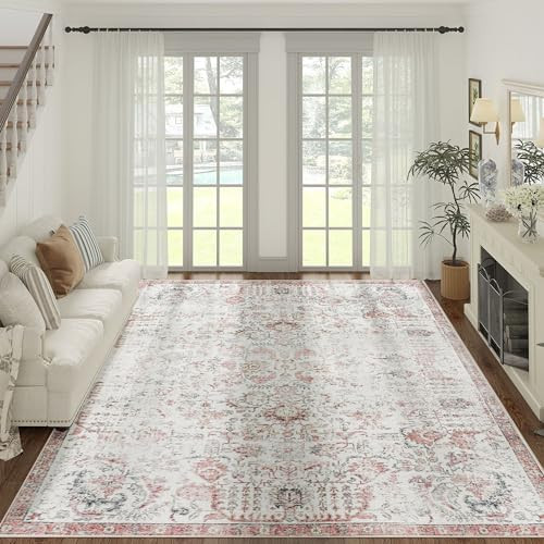 jinchan Area Rug 9x12 Vintage Rug Indoor Thin Rug Retro Accent Rug Distressed Carpet Red Multi Fl... | Amazon (CA)