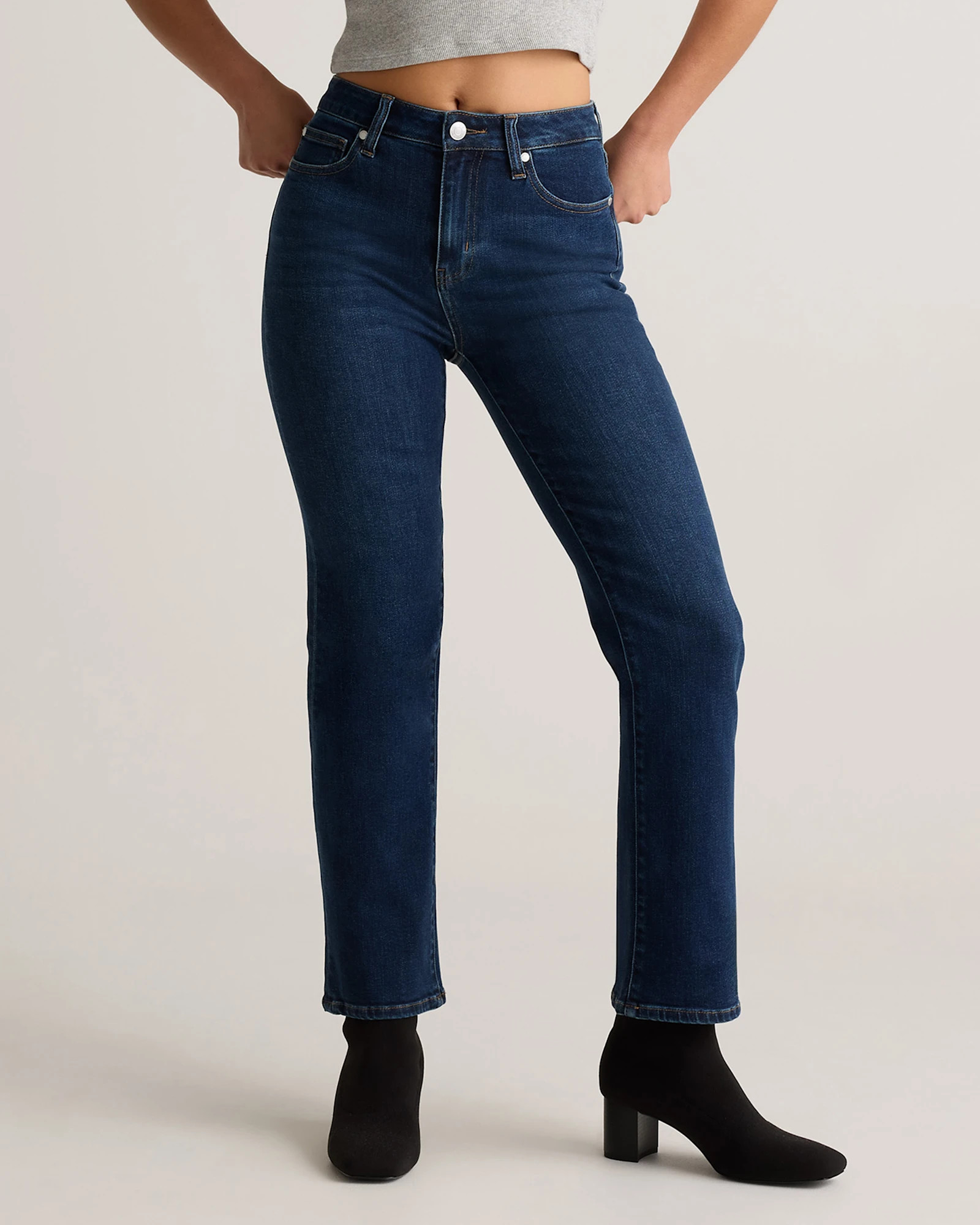 Quince | Women's Bella Stretch Straight Jeans in Loden Green, Size 25, Organic Cotton | Quince