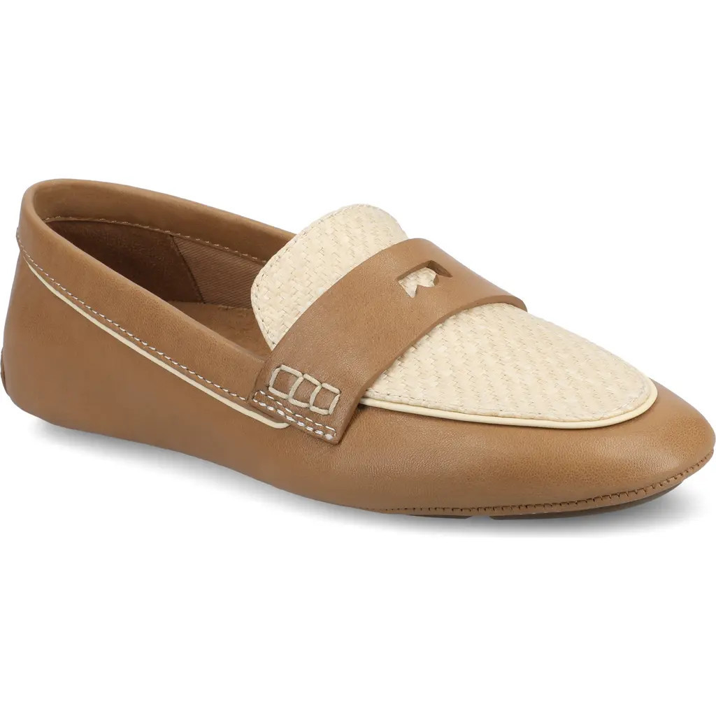 Birdies The Vesper Driver Loafers in Cappuccino Leather Raffia at Nordstrom, Size 6 | Nordstrom