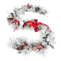 Holiday Time Deluxe Flocked Mixed Pine Christmas Garland, 9' | Walmart (US)