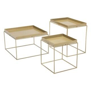 Gaia Gold Metal Outdoor Side Table | The Home Depot