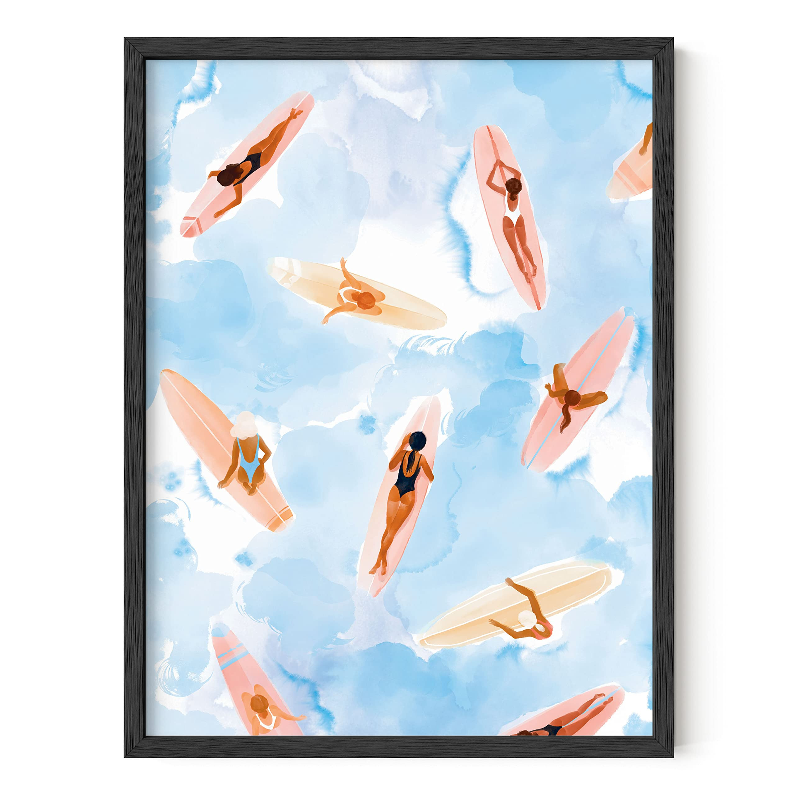 HAUS AND HUES Beach Art Beach Posters - Surfer Girl Poster, Beach Themed Prints, Surfing Artwork,... | Amazon (US)