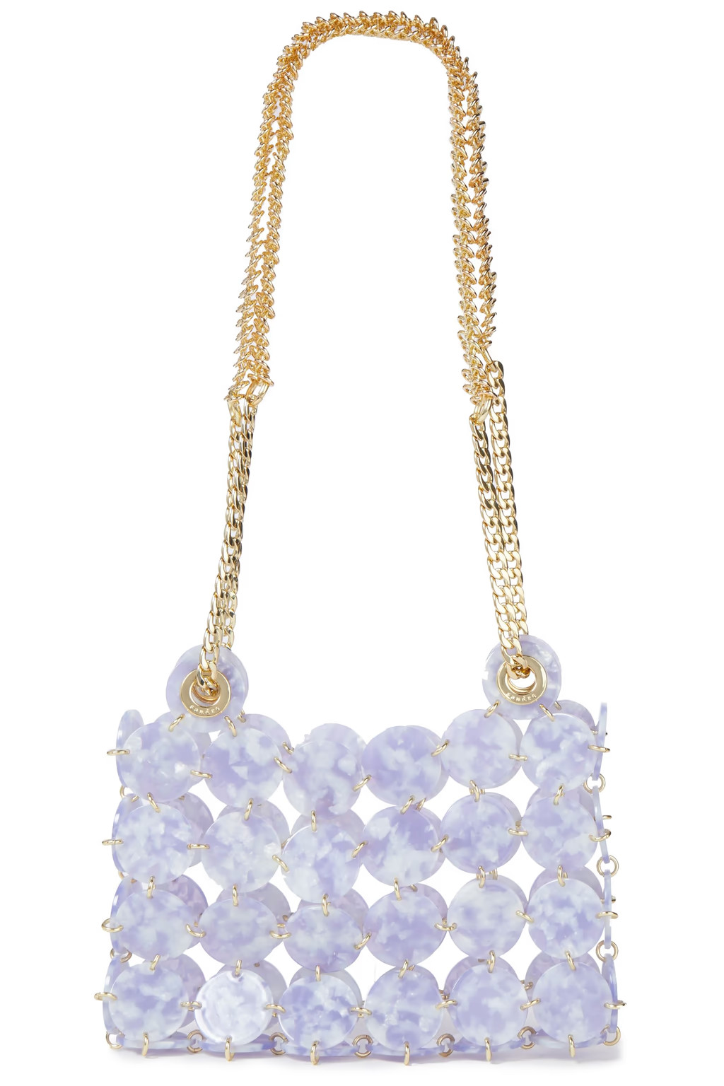 Pastille marbled resin-embellished chainmail shoulder bag | The Outnet (US and CA)