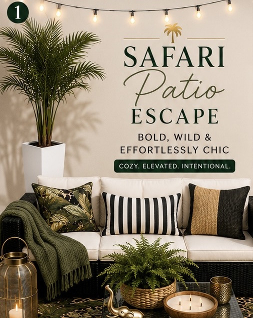 🌿 Safari Patio Escape

Bold prints, cozy textures, warm lighting, and a touch of gold. Everything you need to create a patio that feels like a luxury retreat.

🛍️ Shop the look in my LTK.

#LTKdayinmylife #LTKSeasonal #LTKHome