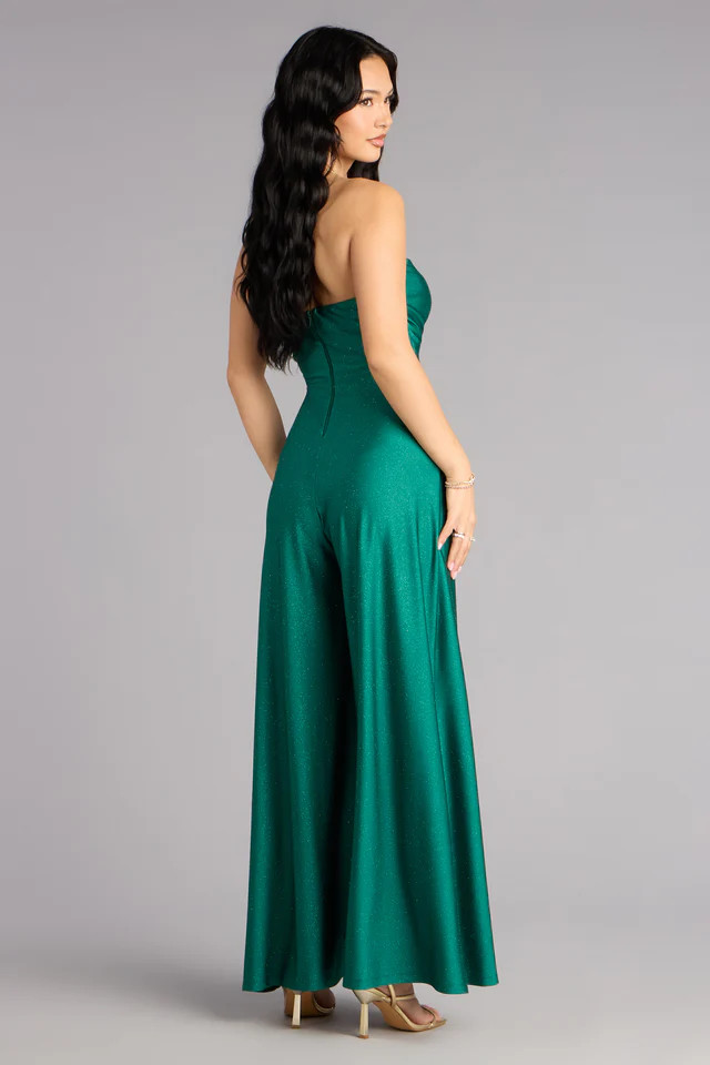 Starlit Satin Strapless Wide-Leg Jumpsuit | Windsor Stores