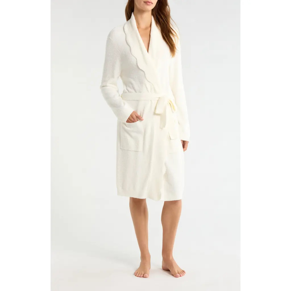 barefoot dreams CozyChic® Scalloped Robe in Pearl at Nordstrom, Size Small/medium | Nordstrom