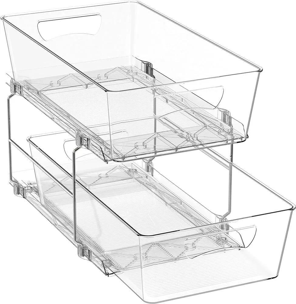 Simplehouseware 2 Tier Cabinet Wire Basket Drawer Organizer, White