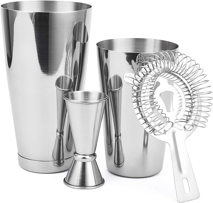 Cremiso 4 pc Cocktail Shaker Set - Deluxe Boston Shaker Set with Stainless Steel Cocktail Shakers... | Amazon (US)