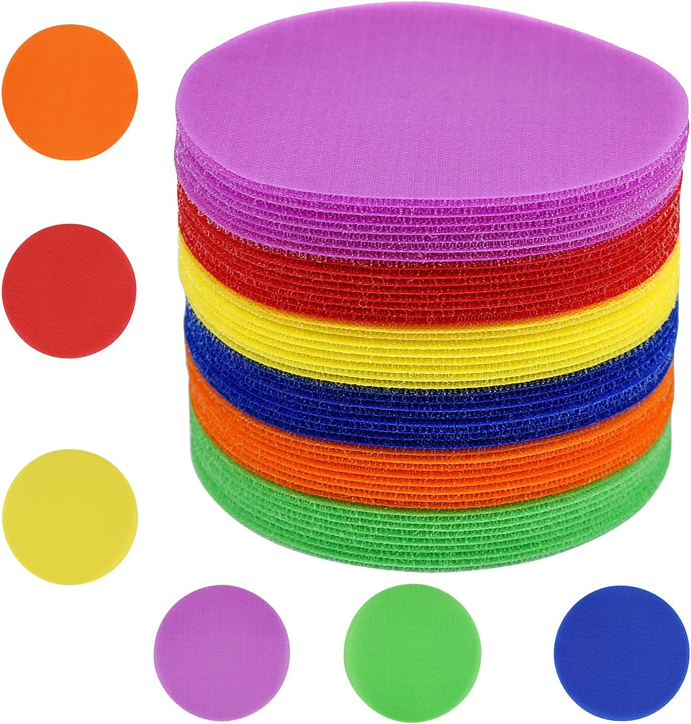 EAONE 48 Pack 5'' Carpet Stickers, Colorful Hook and Loop Classroom Essentials Rug Circles Nylon ... | Amazon (US)