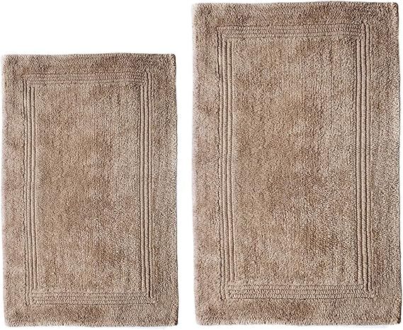 WOVEN ST. Reversible Luxury Cotton Bath Rug Floor mat for Spa Vanity Shower Soft Machine Washable... | Amazon (US)