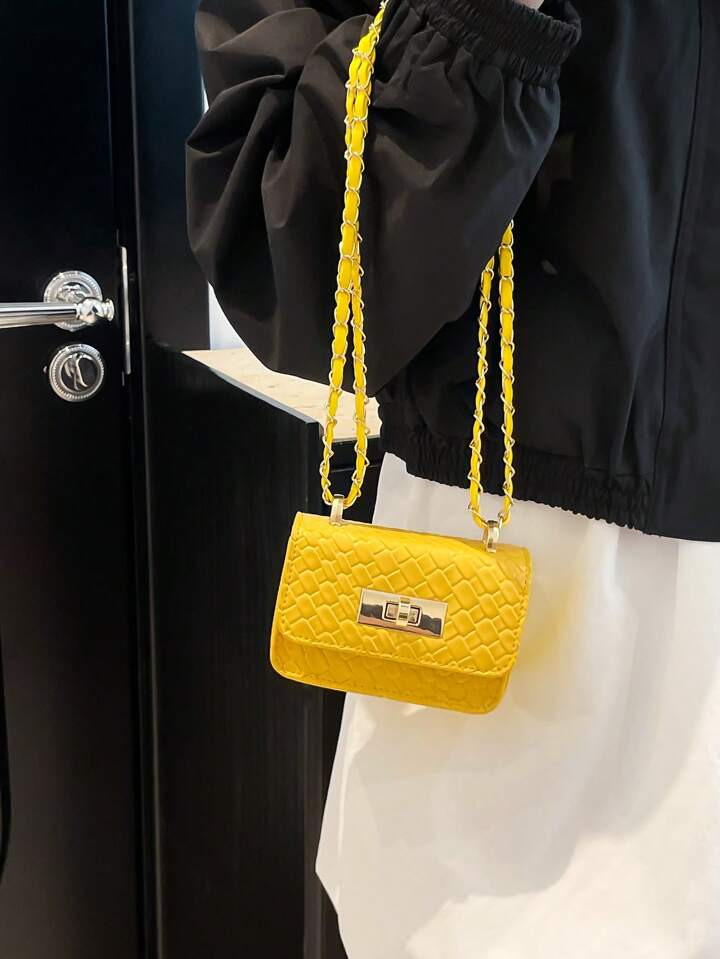 Mini Quadrat Tasche, Gewebtes Gemustertes Steppmuster, Neue Damen Handtasche, Diamant Gittersteppung Elegante Schultertasche, Gewebte Kette Umhängetasche, Kompakte Make-Up Tasche, Niedliche Diagonale Umhängetasche | SHEIN