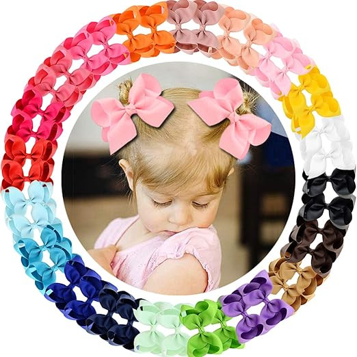 40pcs 4.5" Hair Bows Clips Grosgrain Ribbon Bows Hair Alligator Clips Hair Barrettes Hair Accesso... | Amazon (US)