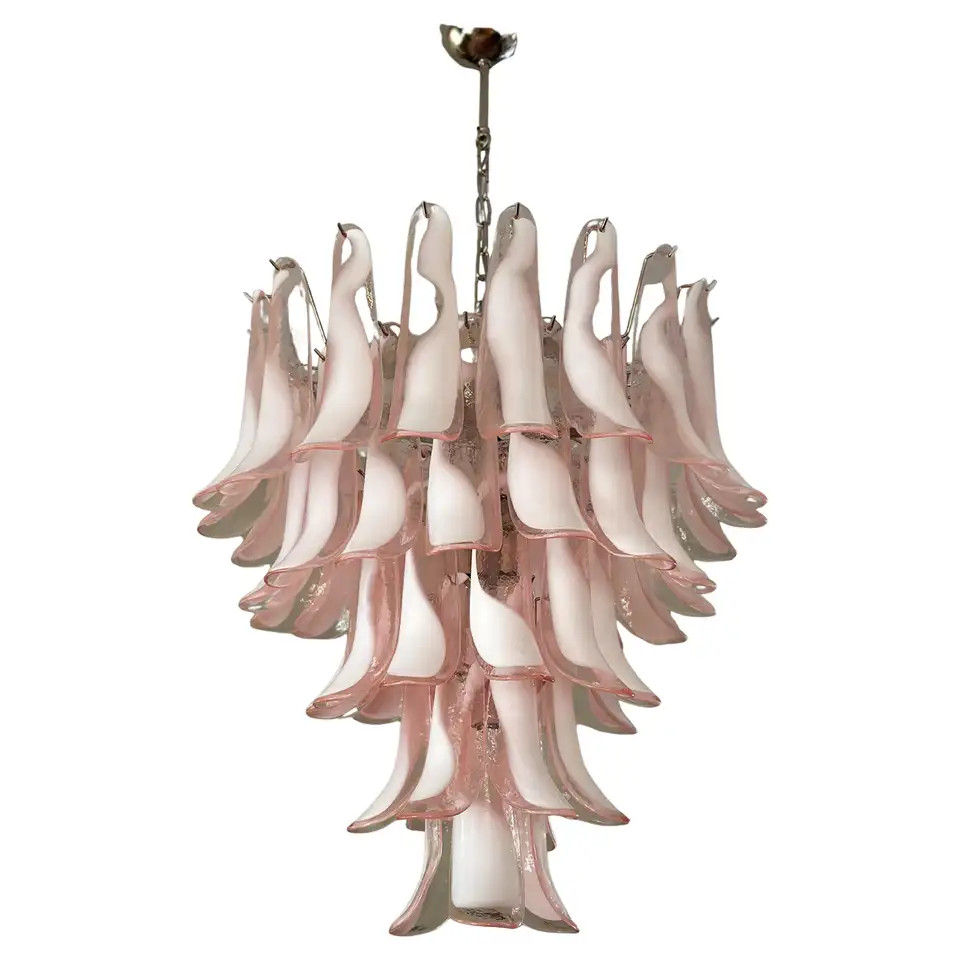 Large Eclectic Pink Murano Chandelier in Flamingo style | 1stDibs