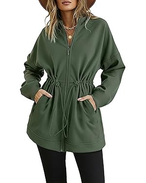 CHICME Womens Zip Up Hoodie Long Sleeve Oversized Sweatshirt Fall Fashion 2025 Casual Jackets Win... | Amazon (US)