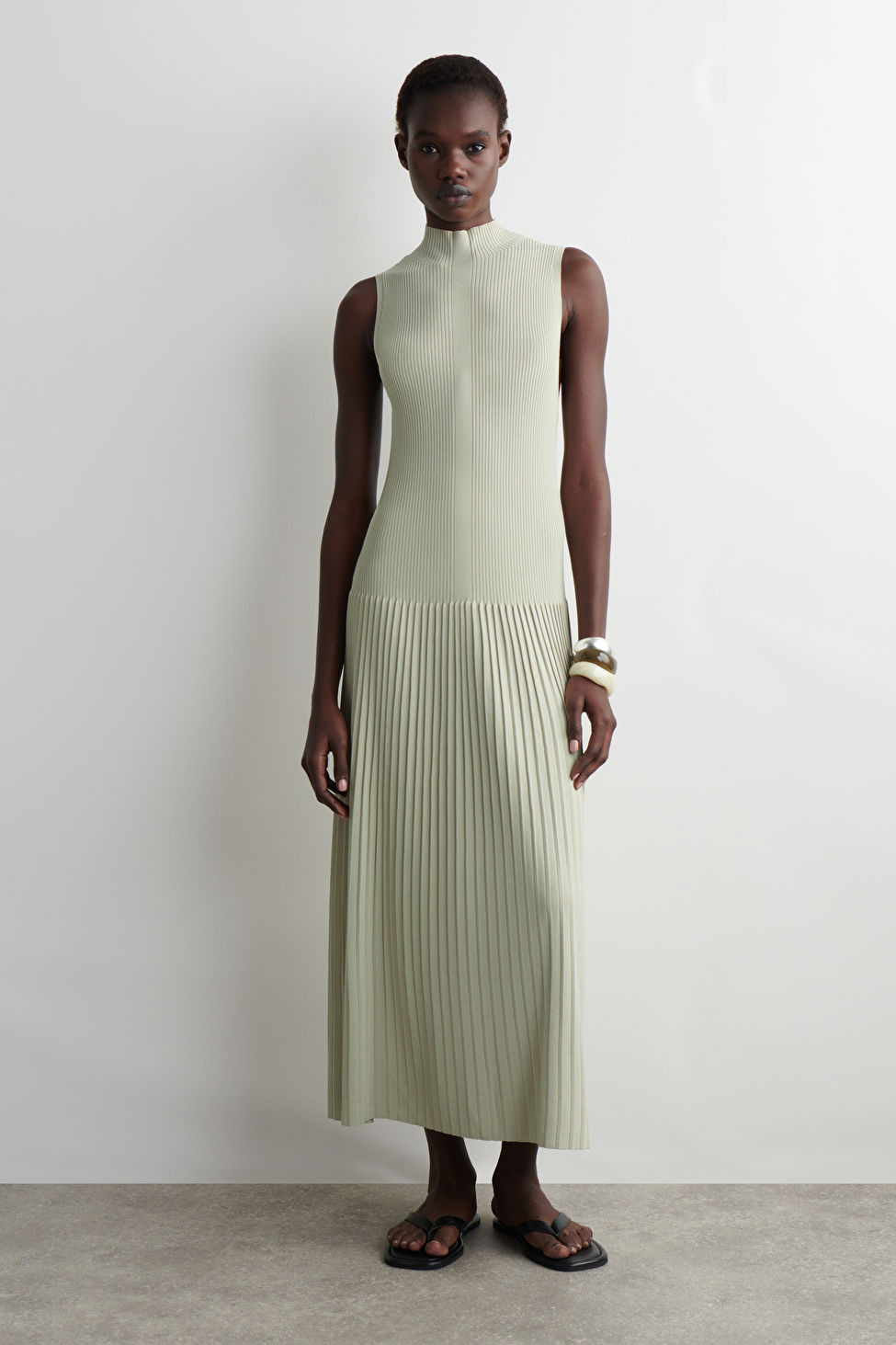 PLEATED HIGH-NECK MAXI DRESS | COS (US)