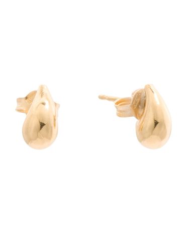 Made In Italy 18kt Gold Plated Mini Bean Earrings | TJ Maxx