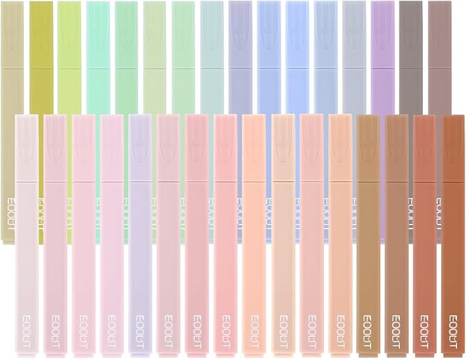 EOOUT 32pcs Aesthetic Highlighters, Assorted Colors, Bible Highlighters and Pens No Bleed, Soft C... | Amazon (US)