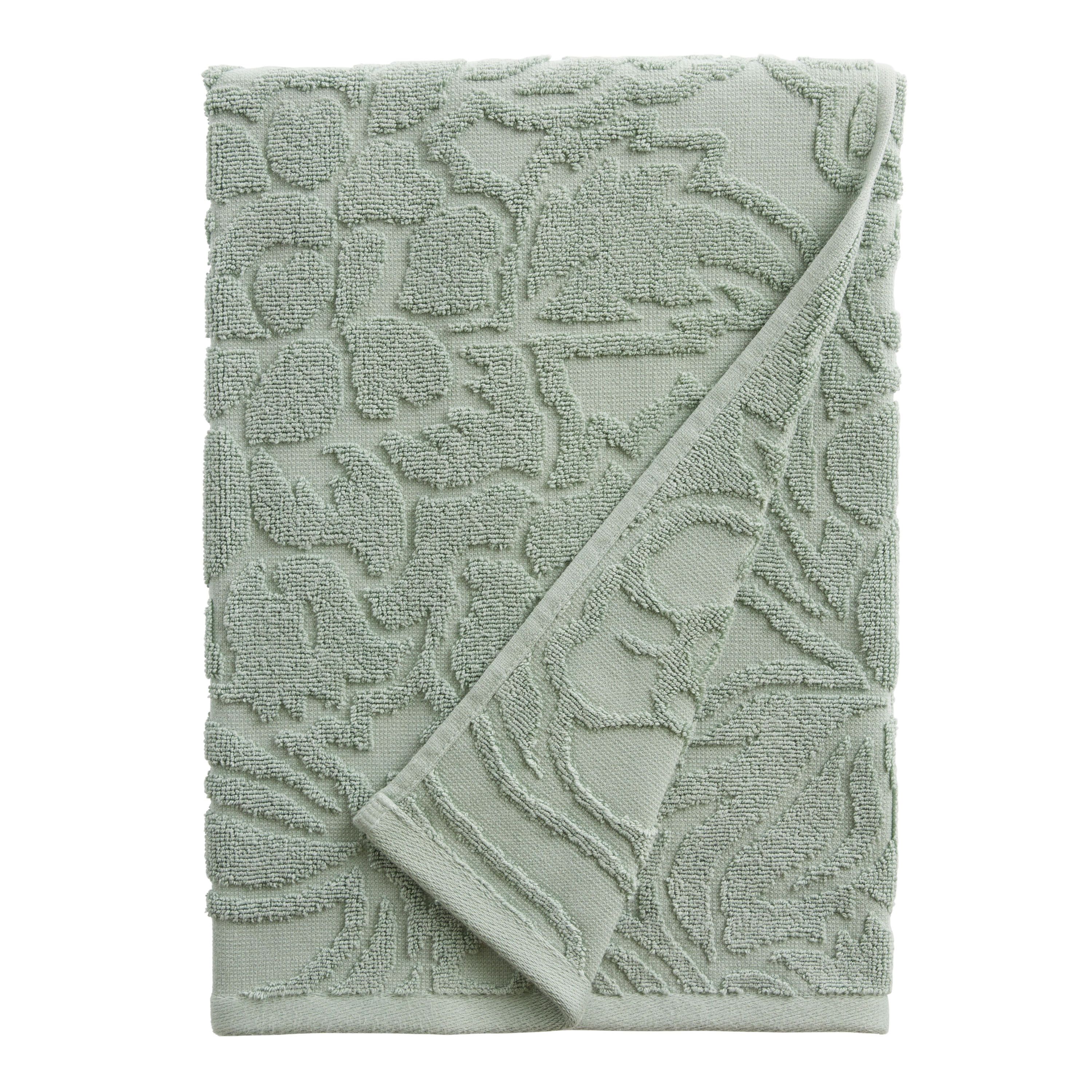 Colette Aqua Sculpted Floral Bath Towel | World Market