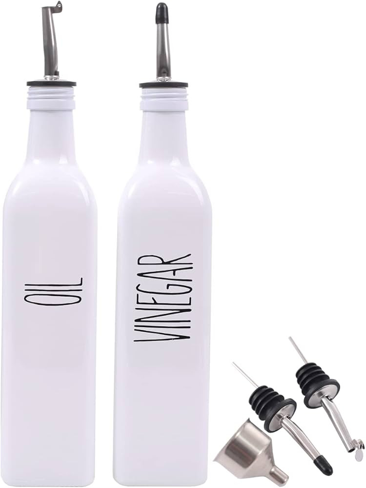 Glass Oil and Vinegar Dispenser Set For Kitchen,17oz Olive Oil Dispenser Bottle with Pour Spout,F... | Amazon (US)