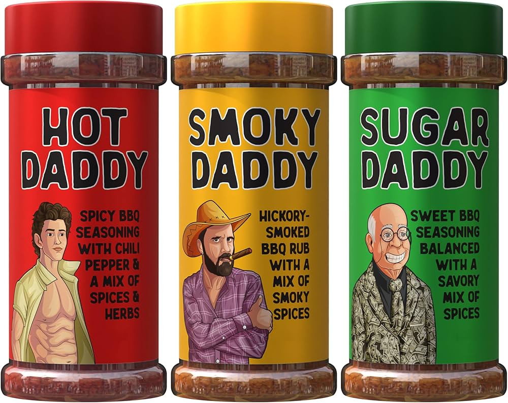 BBQ Rub Dad Gift Set -3 FLAVORS - Sugar Daddy, Hot Daddy, Smoky Daddy. Barbecue Seasoning, Valent... | Amazon (US)