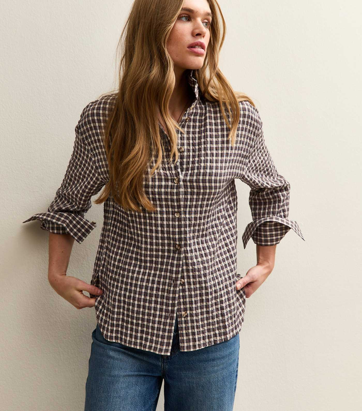 Brown Textured Checked Oversized Shirt | New Look | New Look (UK)