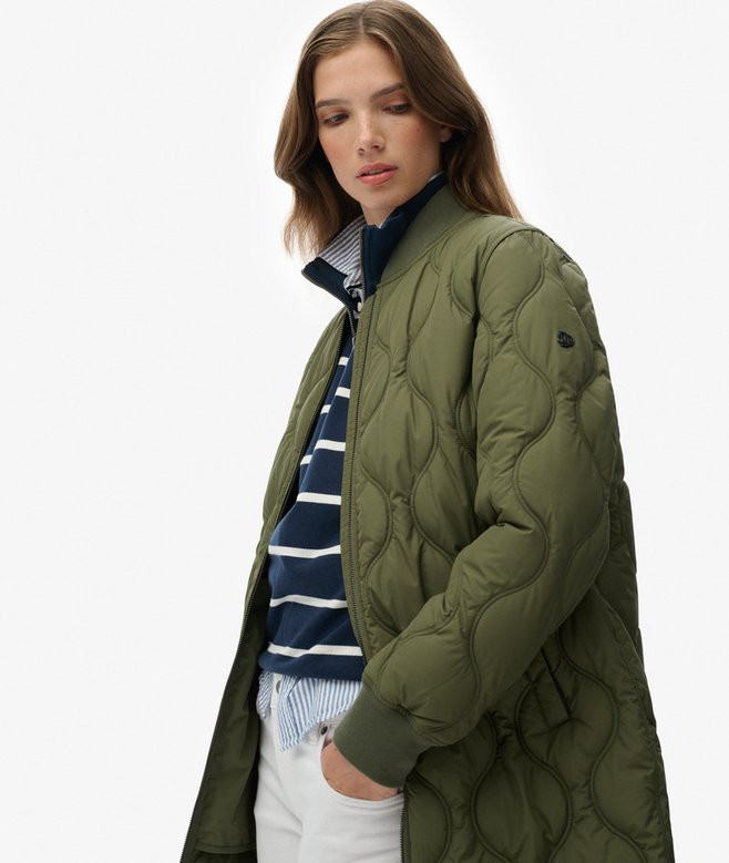 womens Longline Quilted Liner Jacket in Beetle Green | Superdry UK | Superdry (UK)