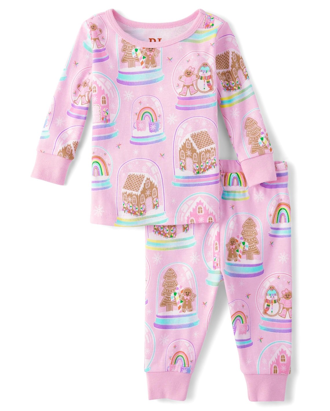 Baby And Toddler Girls Mommy And Me Gingerbread Snow Globe Snug Fit Cotton Pajamas - pink | The Children's Place