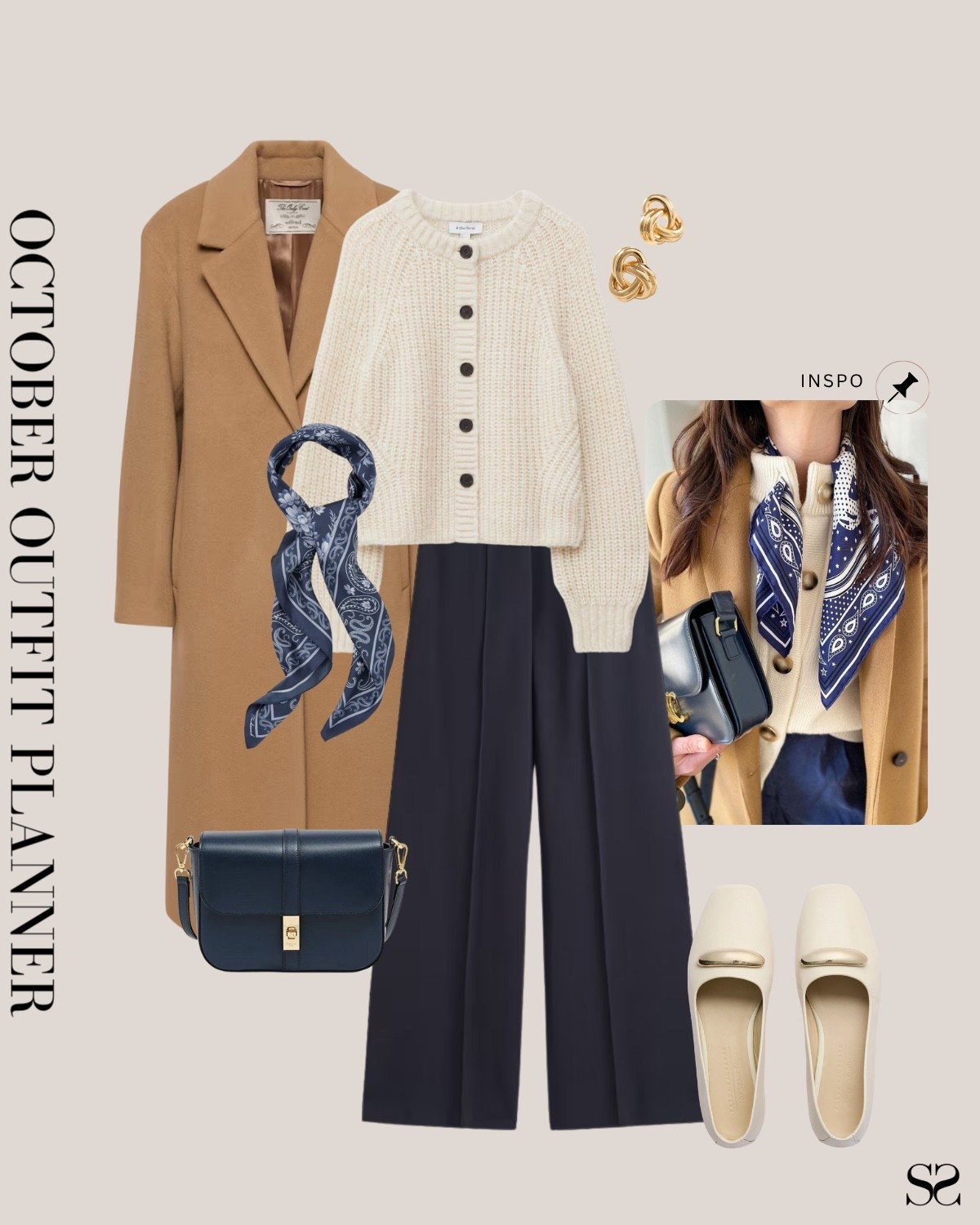 Monthly outfit planner OCTOBER: Fall outfits | navy trouser, cardigan, camel coat, scarf, flats, wear to work 

#falloutfit #classicstyle #casualstyle 

Image inspo credit: Pinterest


#LTKStyleTip #LTKWorkwear