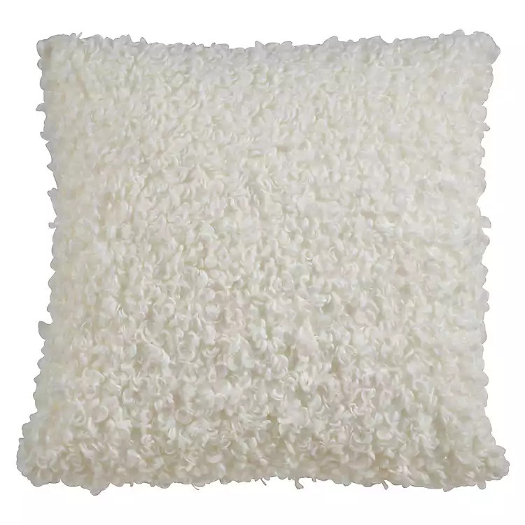 Ivory Curly Faux Lamb Fur Pillow | Kirkland's Home