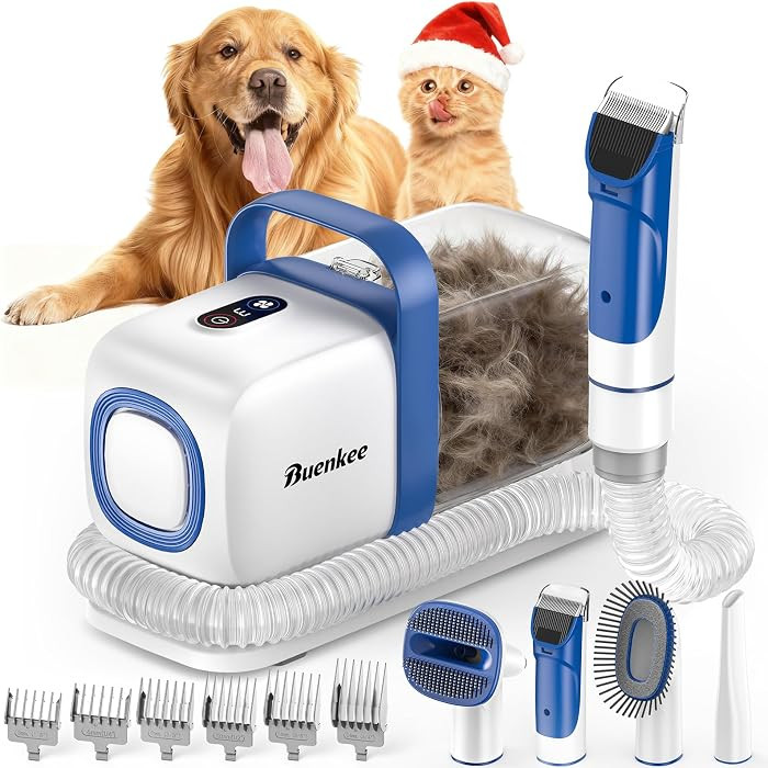 buenkee Dog Grooming Kit with Vacuum, 15000Pa Pet Hair Clipper and Shedding Brush, 50dB Low Noise... | Amazon (US)